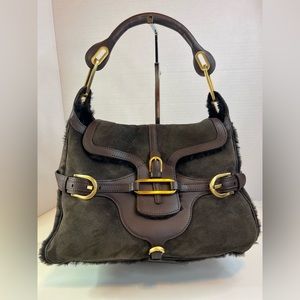 Jimmy Choo Chocolate Brown Suede and Leather Shoulder Bag